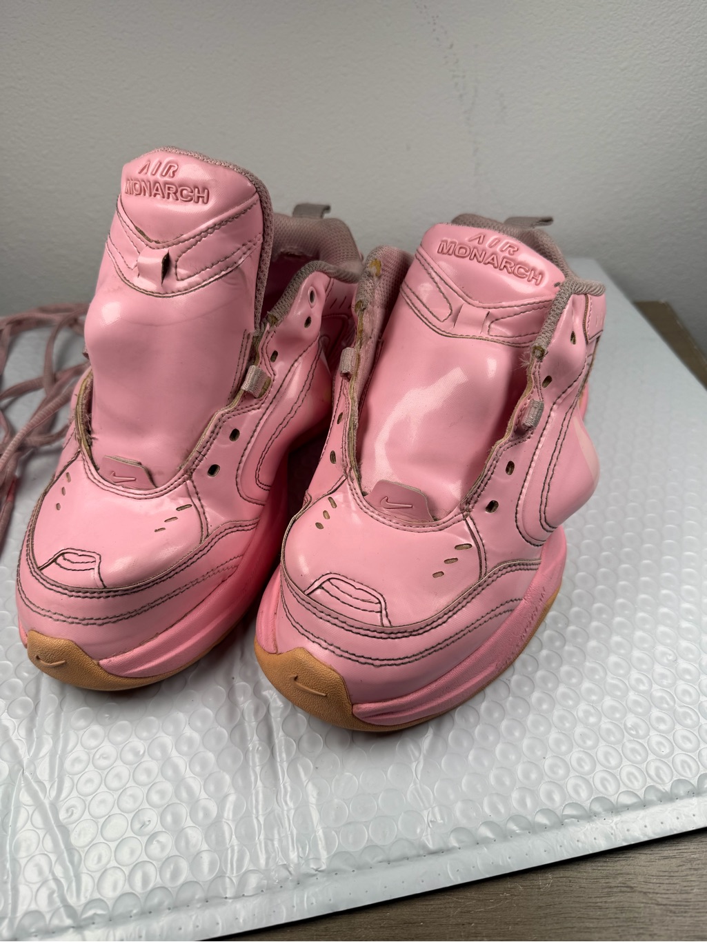 Nike Pink Air Monarch Chunky Leather Sneakers